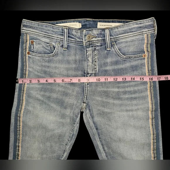 Anthropologie Pilcro Side Stripe Slim Boyfriend Jeans Light Mid Rise Sz 25/0 - Picture 11 of 13